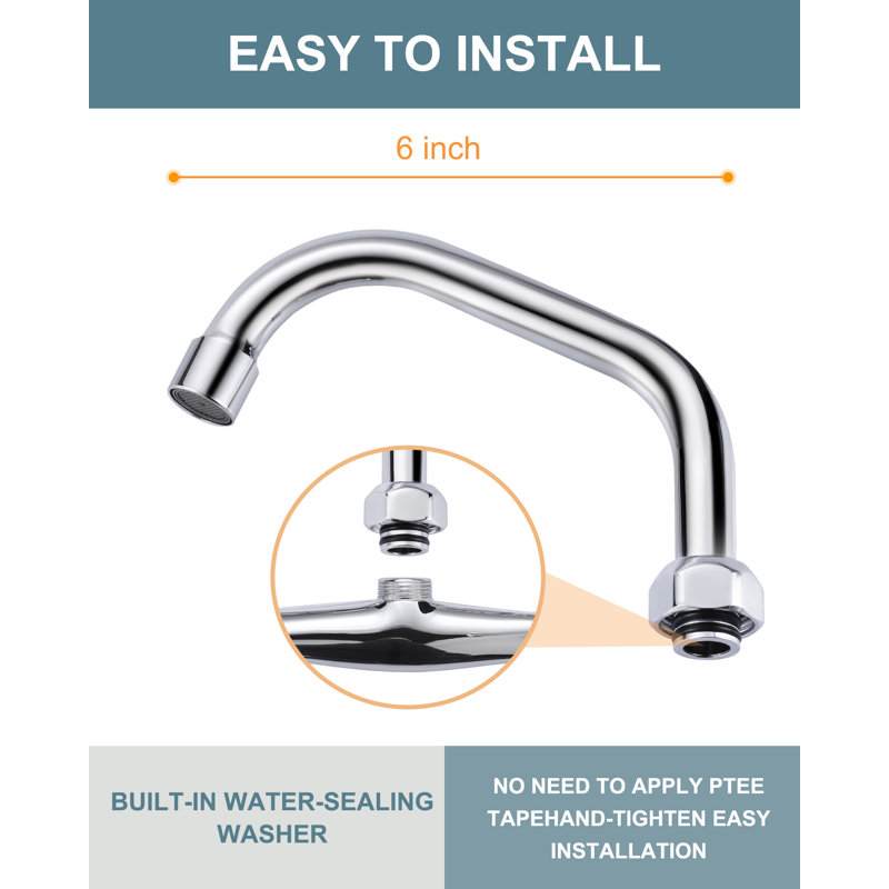 6" Faucet Swing Spout Replacement In Polished Chrome-G3/4 Internal Thread