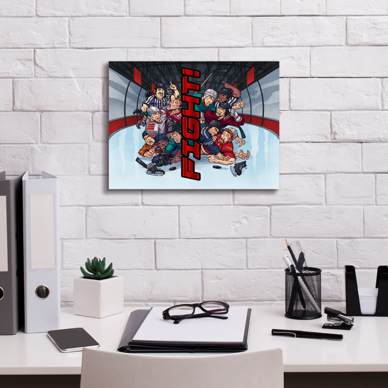 «Lurello Hockey Fight» sur toile de fond, H 12 po x l 16 po x P 0,75 po