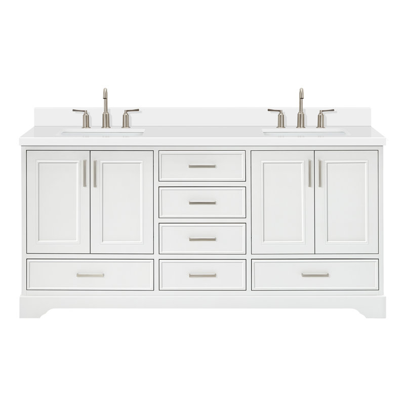 Ensemble de meuble-lavabo double 73 po Abshire, Blanc