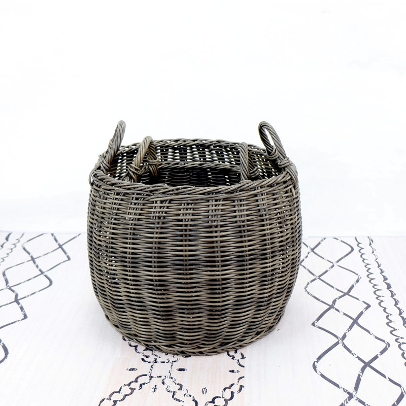 2 rangements avec poignées - plastique gris pour l'organisation d'articles de salon Rouge à lèvres foncé empilable fait à la main X 15,3 po