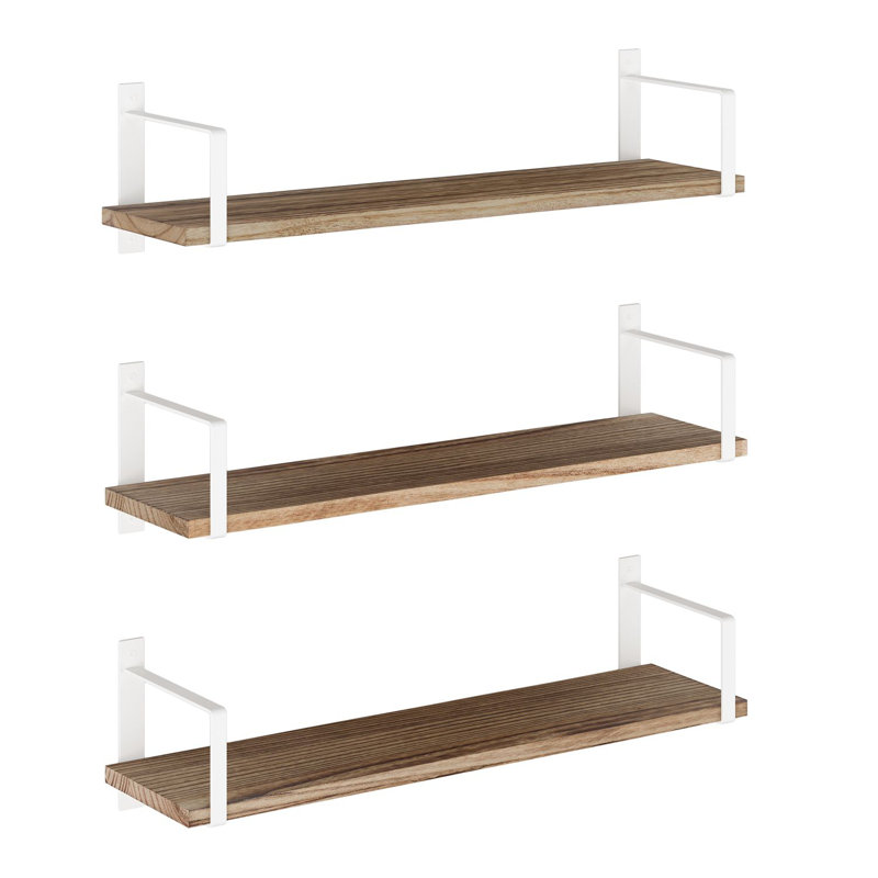 Ternate 3 Piece Bracket Shelf, White, 6" H x 24" W x 6.3" D