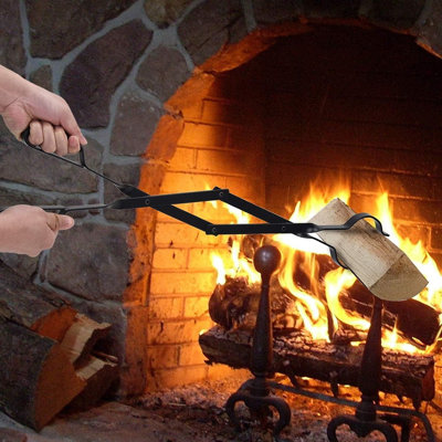 Pinces à bûches pour foyer à bûches - outil de four à bois robuste, barbecue, camping et foyer