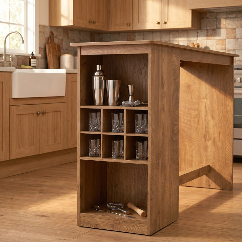 Table de bar 63 po de long avec rangement pour bouteilles de vin intégré