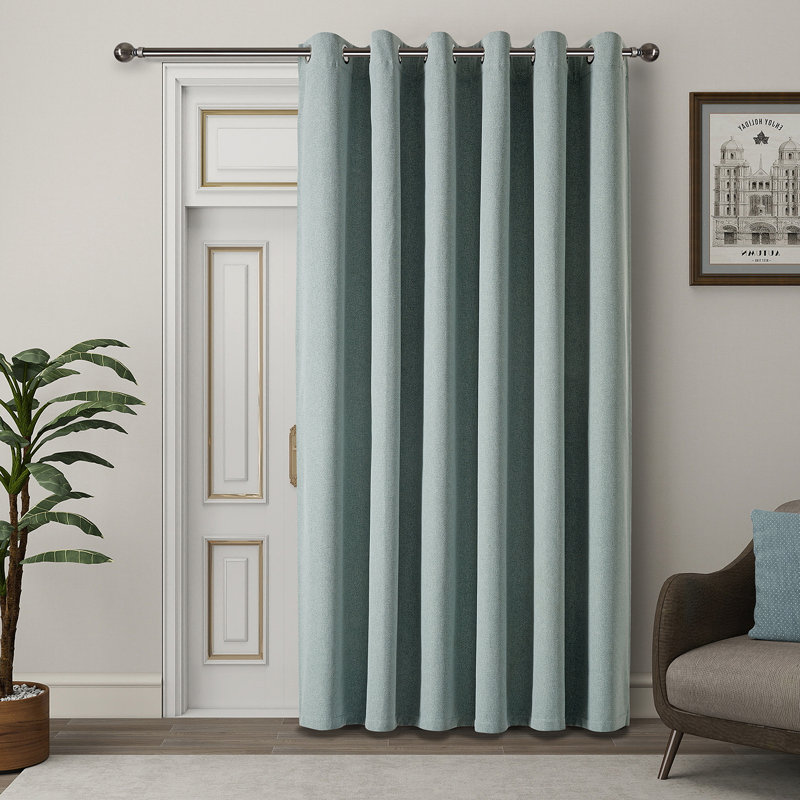 100% Linen Blackout Eyelet Curtain Single Panel – Premium Thermal Blackout 66X84, SAGE GREEN