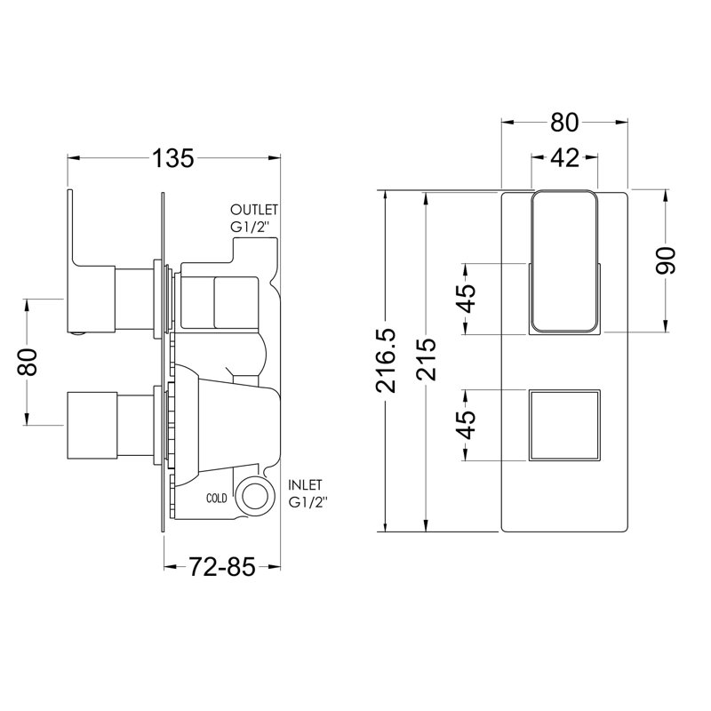 Windon Single Concealed Thermostatic Shower Valve