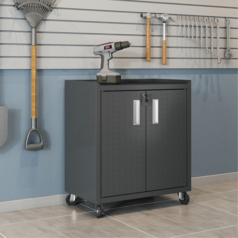 Rolling Garage Cabinet, Charcoal Gray
