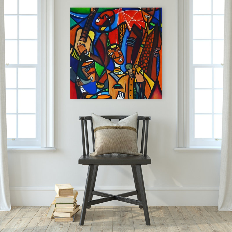«Vibrant Jazz Band», art mural coloré abstrait énergique, 32" H x 32" W