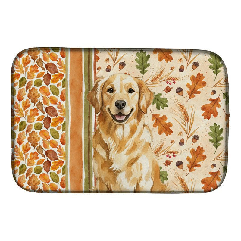 Golden Retriever Heirloom Fall Dish Drying Mat