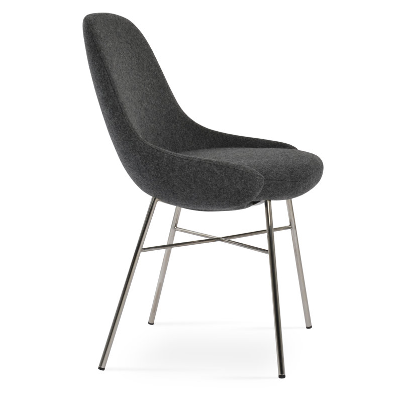 Gazel Cross Side Chair, Stainless Steel, Dark Gray