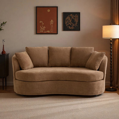 73.8" W Chenille Upholstered Curved Sofa