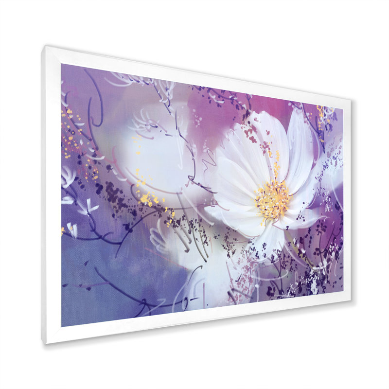 " Flower ", White Picture Frame, 16" H x 32" W x 1" D
