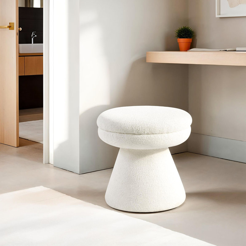 Tabouret d'appoint en forme de champignon beige en forme de champignon 1Pc avec plateau rond et base piédestal, Beige