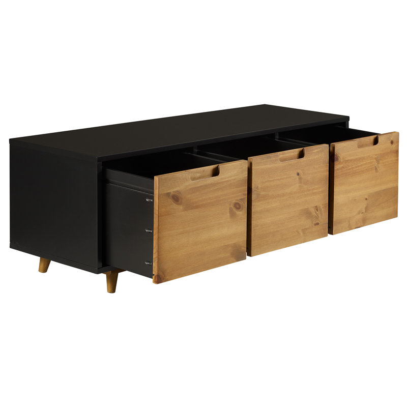 Banc de rangement Wynn, Caramel / noir