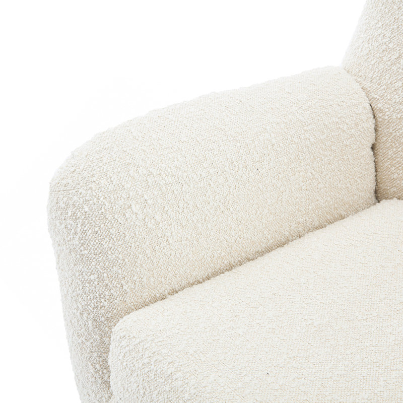 Chaise avec accoudoirs en velours Seigfried, Naturel, Amande