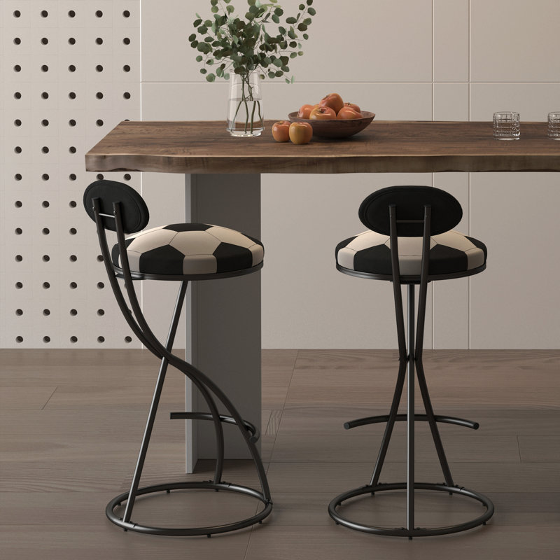 Ensemble de 2 tabourets de bar rembourrés à hauteur de comptoir pour îlot de cuisine en métal, Noir