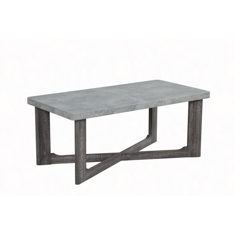 Ensemble de 3 tables basses de forme rectangulaire et 2 tables de bout carrées à pieds croisés de style contemporain