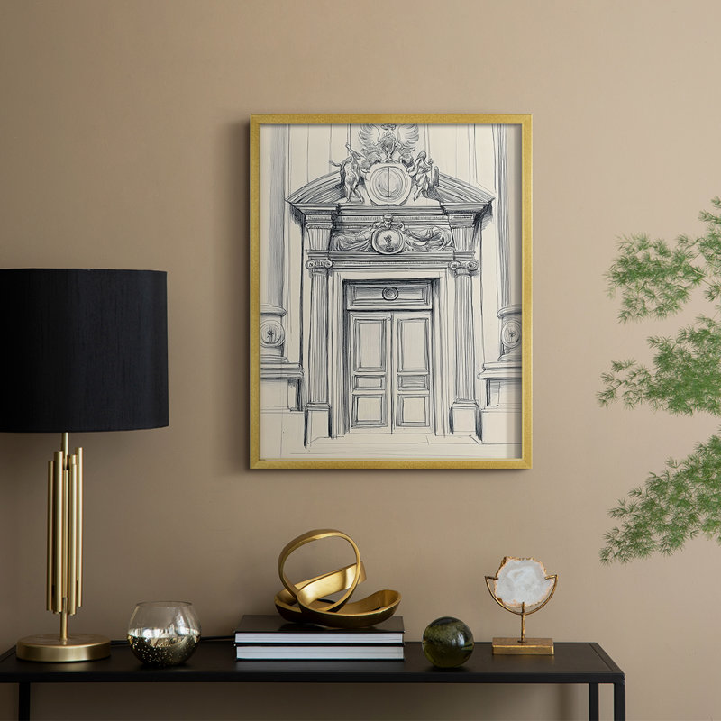Paysages de la série XXXVII - reproduction encadrée de qualité supérieure - prête à être accrochée - aucun clou requis, Doré