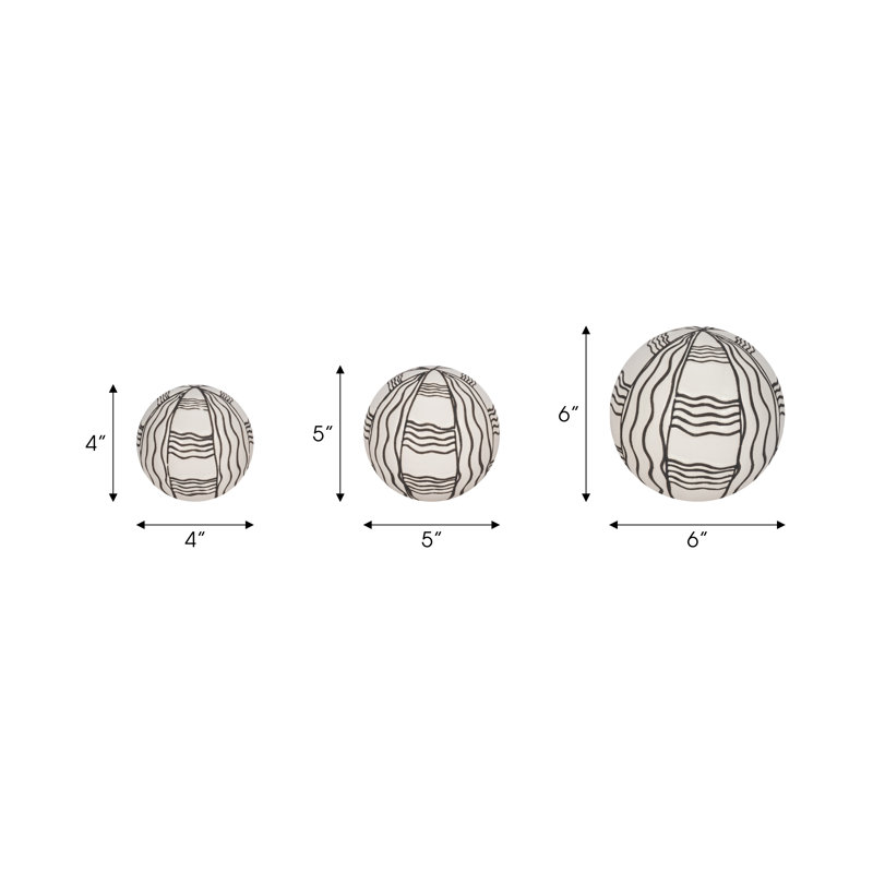 Ewout Decorative Stoneware Ceramic Orbs with Traditional Artistic Design for Classic Accents and Elegant Styling Set of 3