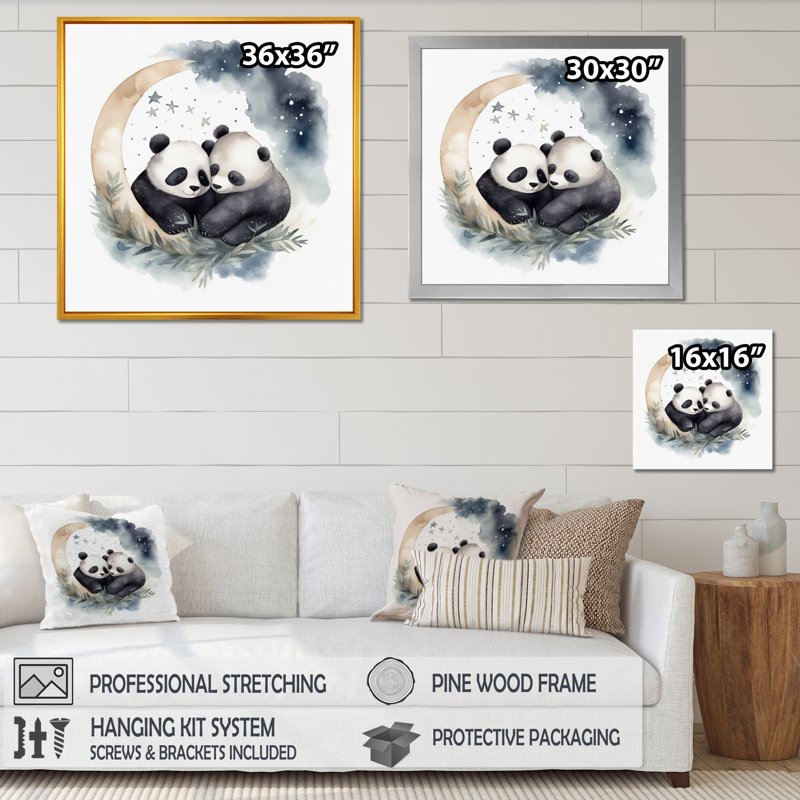 «Watercolor Baby Pandas II», reproduction, H 16 po x l 16 po x P 1 po, Toile tendue