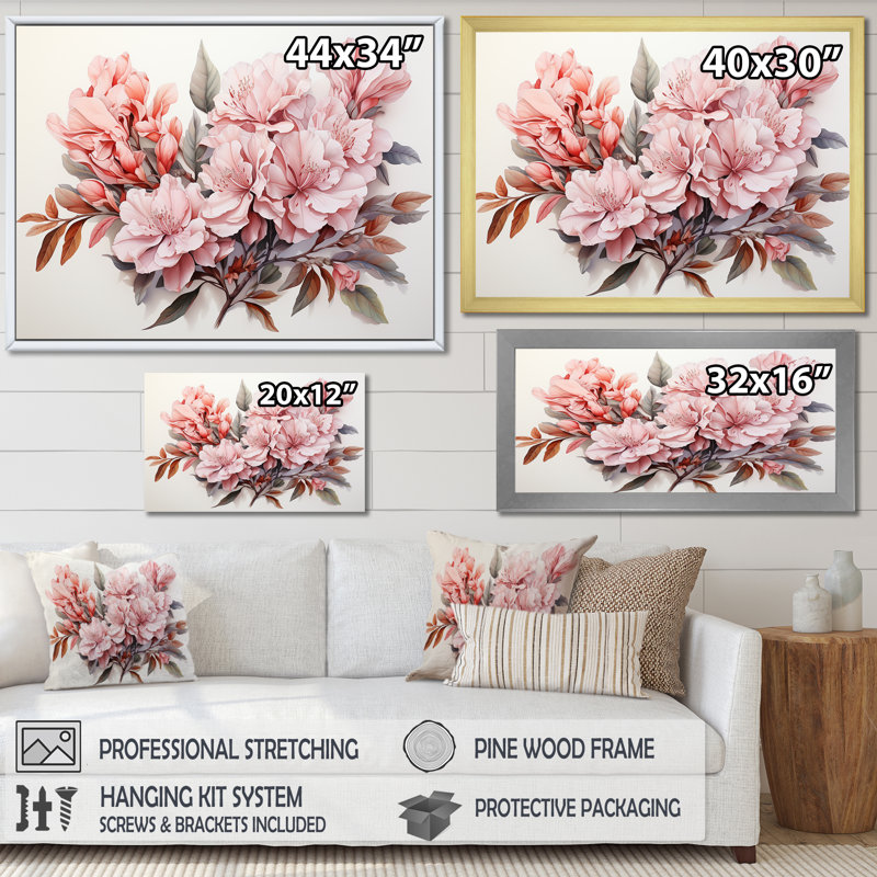 " Rhododendron Minimalism Dream I ", Black Single Picture Framed, 30" H x 40" W x 1.5" D