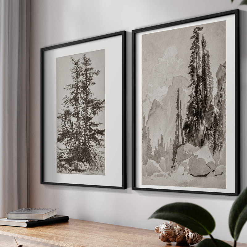 «Vintage Landscape XL», impression giclée sur cadre - ensemble de 2, Noir, noir, noir, noir, H 23 po x l 58 po
