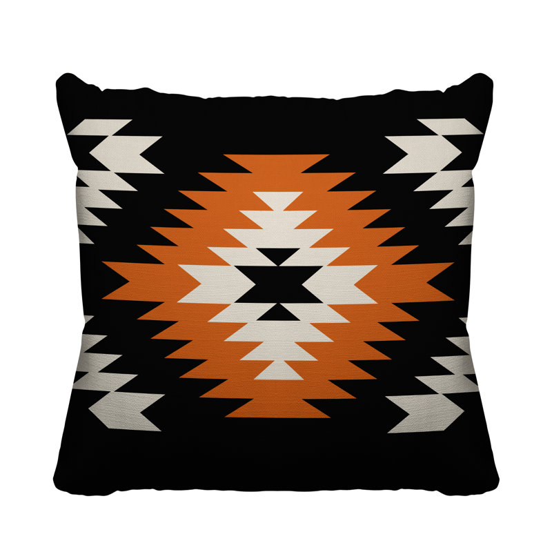 Coussin décoratif intérieur / extérieur Southwestern, Orange, L 19 po x H 19 po