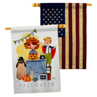 Double Sided 40'' H x 28'' W Polyester Halloween House Flag