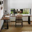 Bureau brun en bois massif en forme de L + fer-108839992-108839990