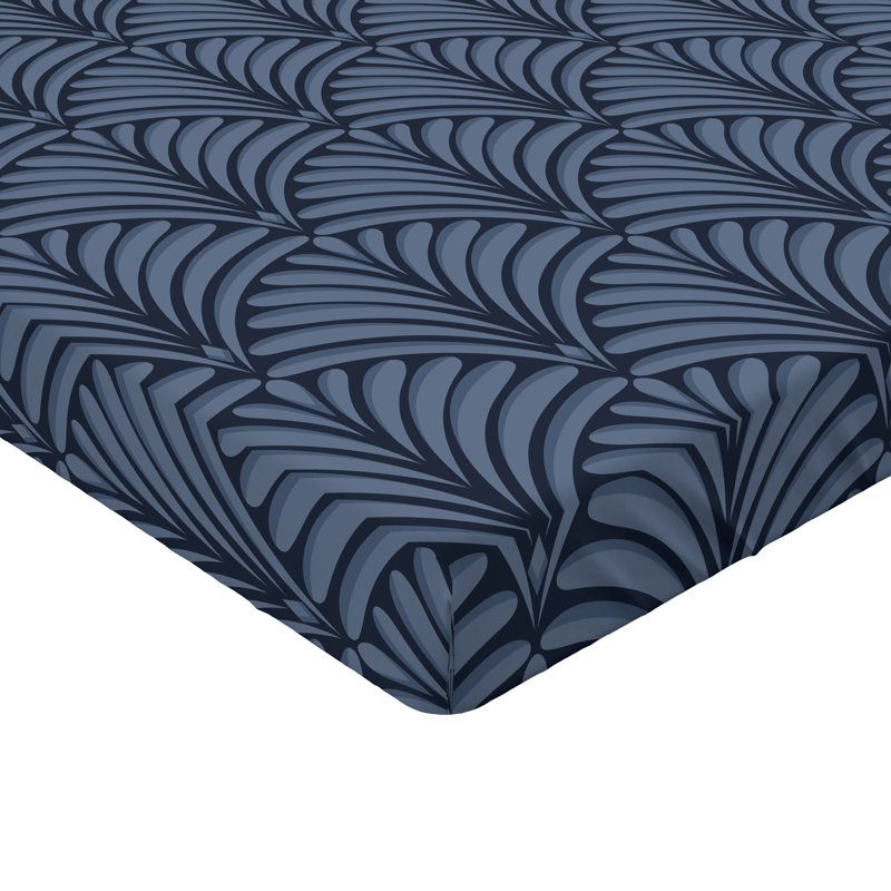 Drap-housse Ambesonne, Bleu ciel / motif floral bleu ardoise foncé, Drap-housse de taille très grand