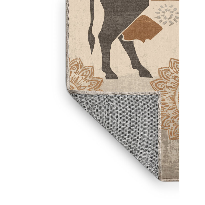 Tapis beige lavable à la machine Melton, 3 X 5