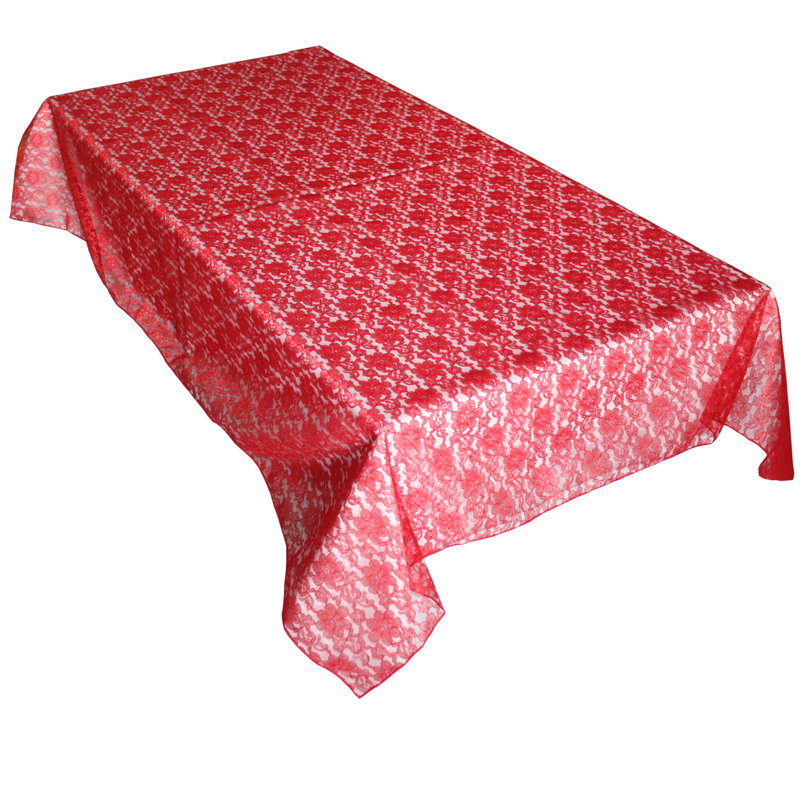 Superposition de dentelle florale, 120 po x 58 po, Rouge