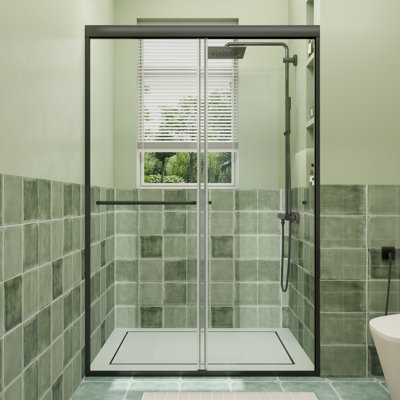 44'' - 48'' W x 72" H Double Sliding Semi-Frameless Shower Door with SGCC Certified Clear Glass