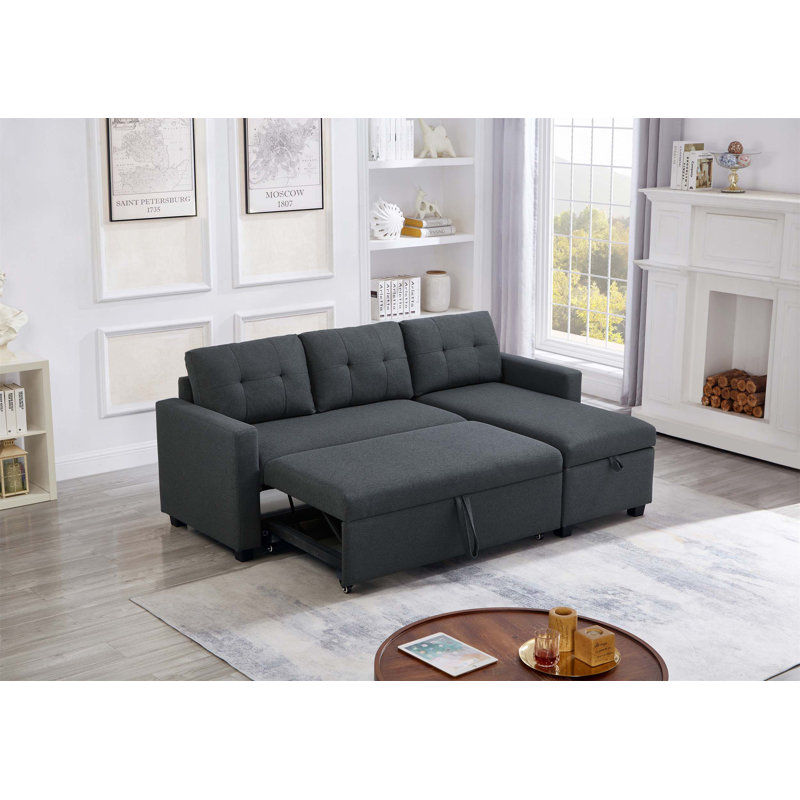 Canapé modulaire rembourré escamotable avec méridienne de rangement et fonction convertible, idéal pour une vie confortable et l'utilisation de l'espace