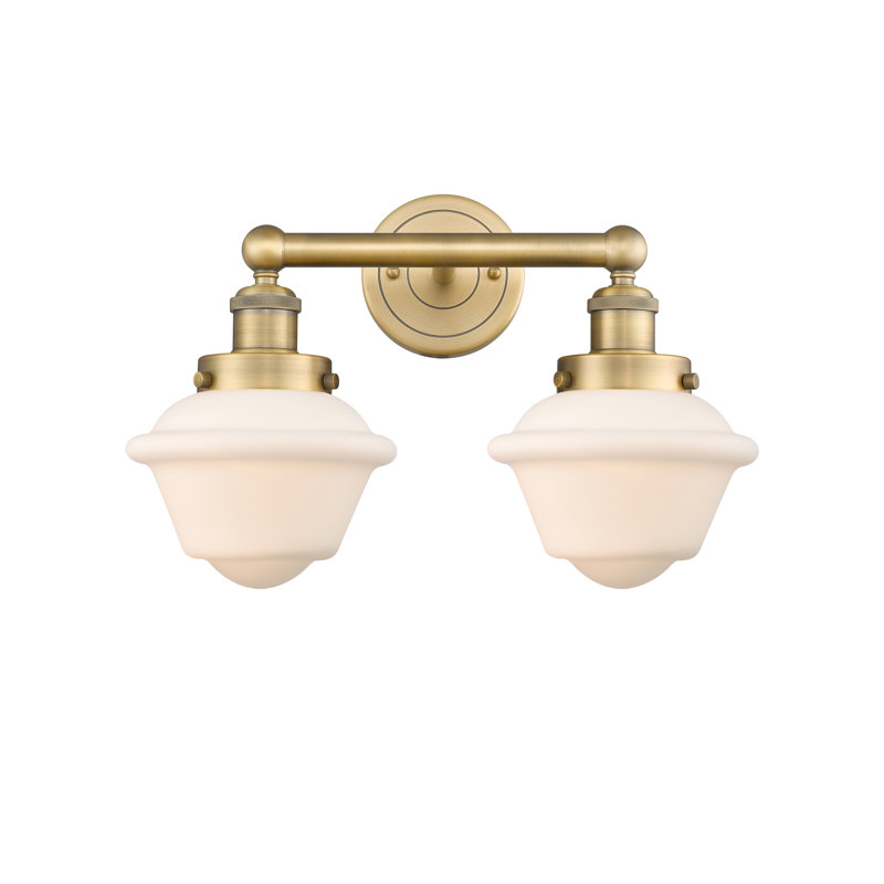 Éclairage pour meuble-lavabo à 2 lumières à intensité variable Grourke, Blanc mat, Laiton brossé