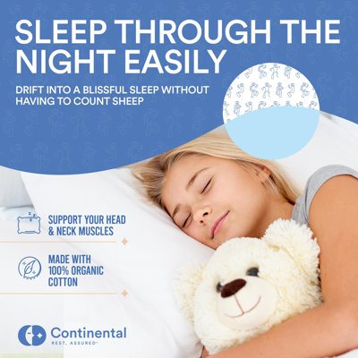 Continental Bedding Child Pillow - 13x18 Inch, Medium Firm Polyester Fill, 100% Cotton Cover, for Ages 5 and Up