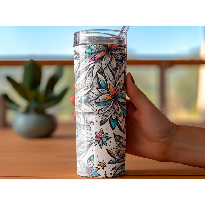 Choose Handmade Tumblers 591ml Vacuum Insulated Stainless Steel (18/8) Travel Tumbler with Straw
