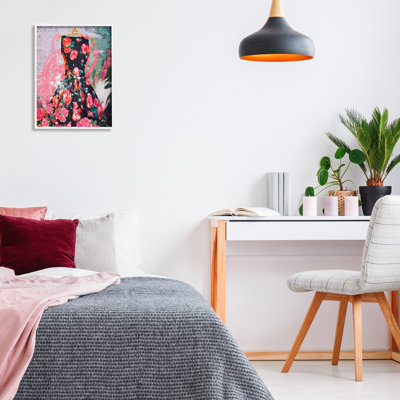 Glam Rose Dress Fashion, fond audacieux et collé par Porter Hastings - Peinture