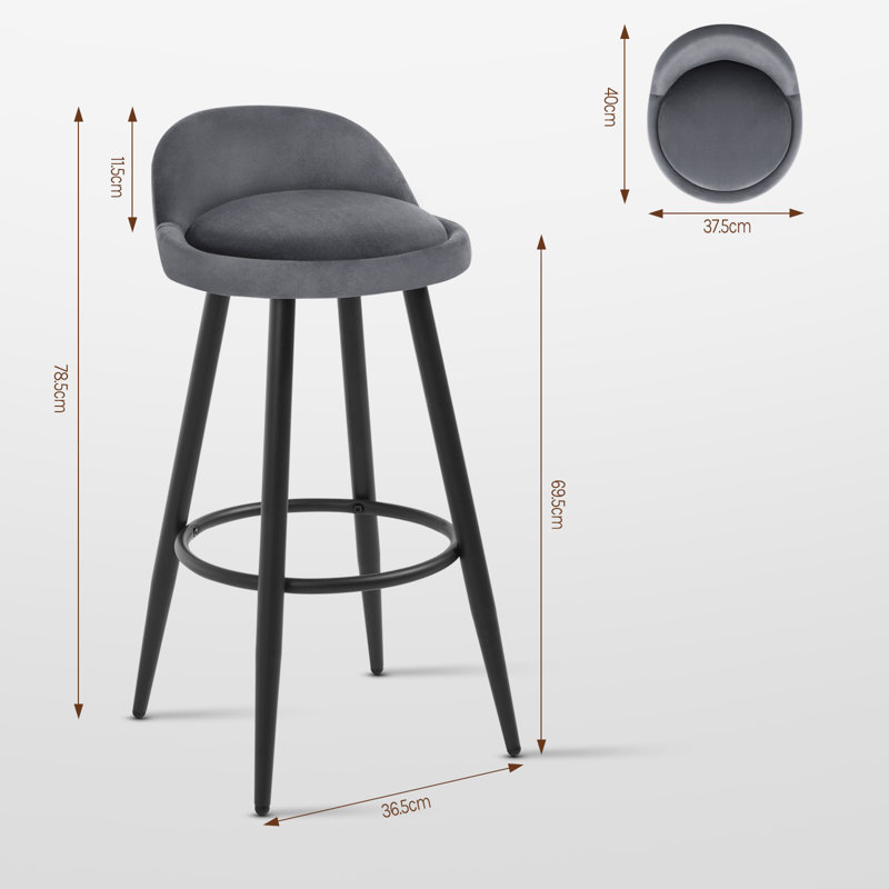 Askern Upholstered Counter Stool, Dark Grey, 2