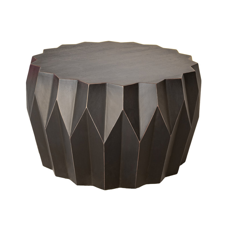 Table basse ronde en bois massif noir