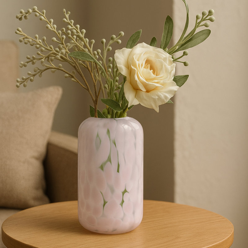 Lava Handmade Glass Table Vase, 21cm H x 12.5cm W x 12.5cm D, Pink