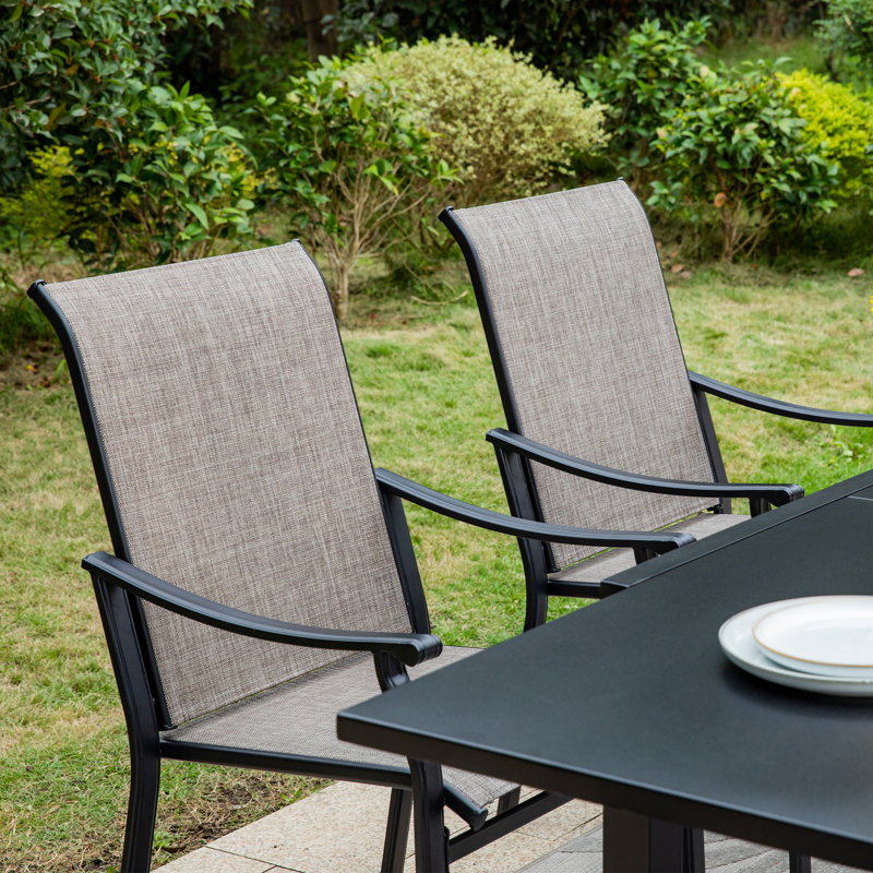 Basima 8 - Person Patio Dining Set Extendable Rectangular Table