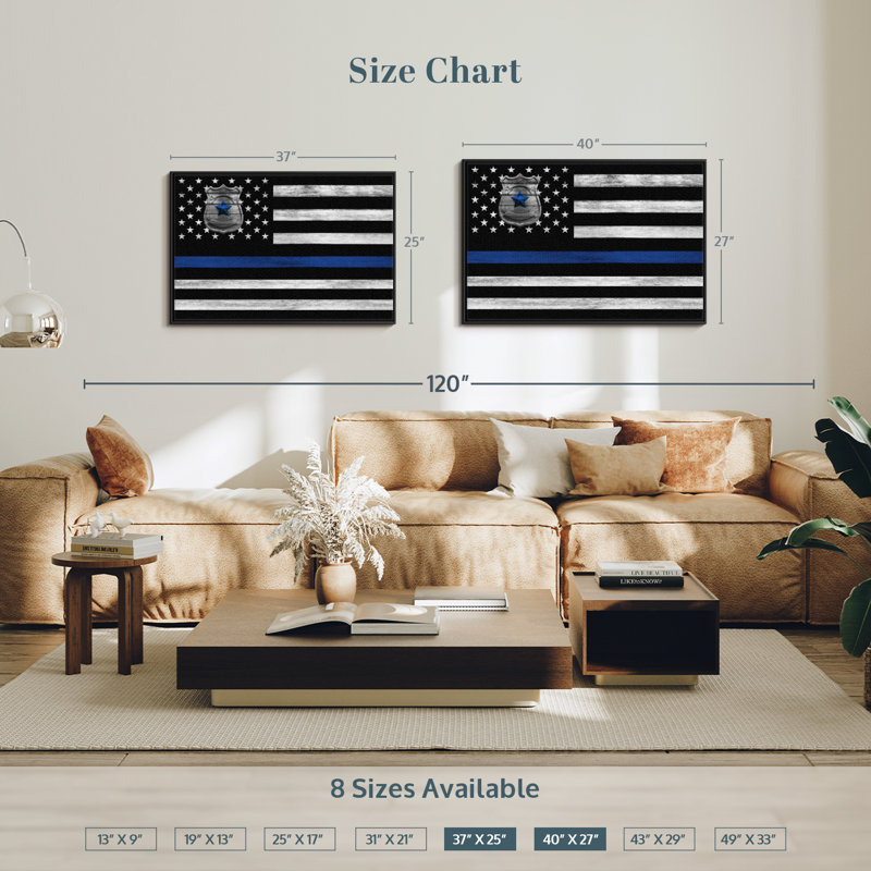 Our America «Police Blue Line USA Flag», H 25 po x l 37 po
