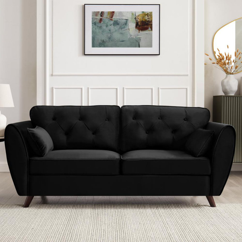 Wangara 3 Seater Sofa, Black Velvet