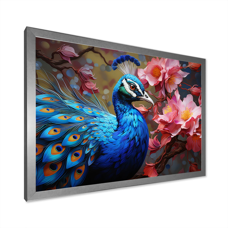 Peacocks Royal Plumage II - paon, décoration murale animal, Cadre photo argenté, H 24 po x l 32 po x P 1 po