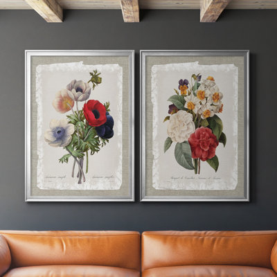 Botanical Bouquet Anemone, toile encadrée de qualité supérieure - prête à être accrochée