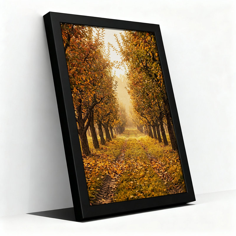 Art d'automne, sentier d'automne avec lumière dorée sur toile, H 30 po x l 20 po