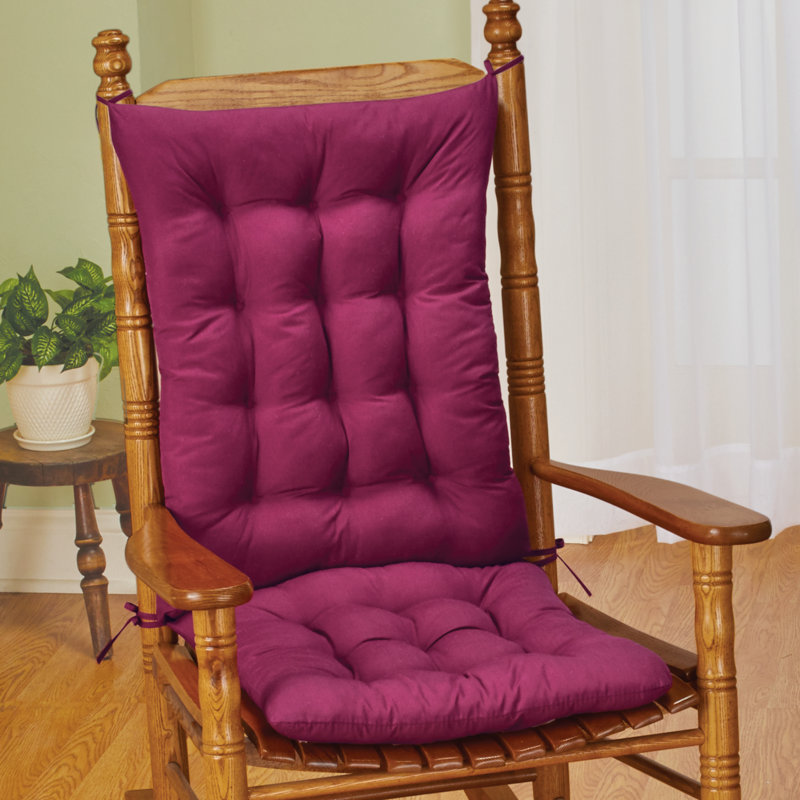 Burgundy Polyester Blend Rocking Chair Cushions Set