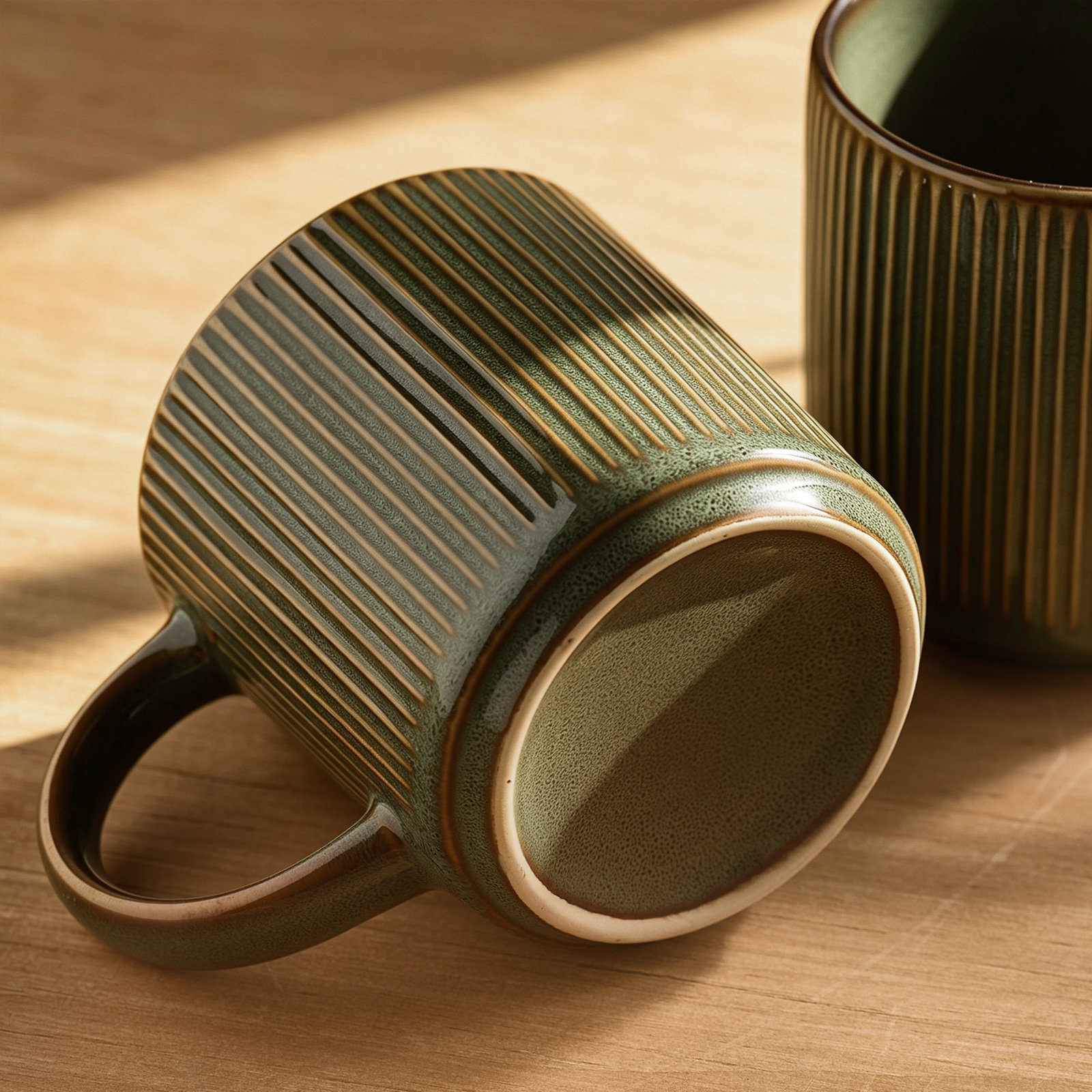 Black Ceramic Mug, Moss