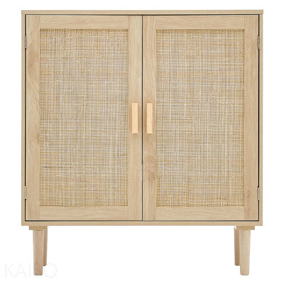 Natural Rattan Storage Organizer Cabinet 31.5Inch With 2 Magnetic Doors And Adjustable Shelves Sideboard Buffet Cabinet For Hallway Entryway Living Room Or Kitchen