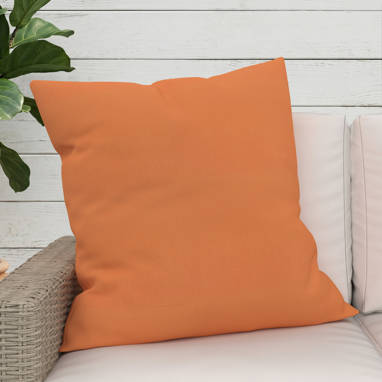 Indoor/Outdoor Throw Pillow, Square 24", Canvas Tangerine Sunbrella® Canvas